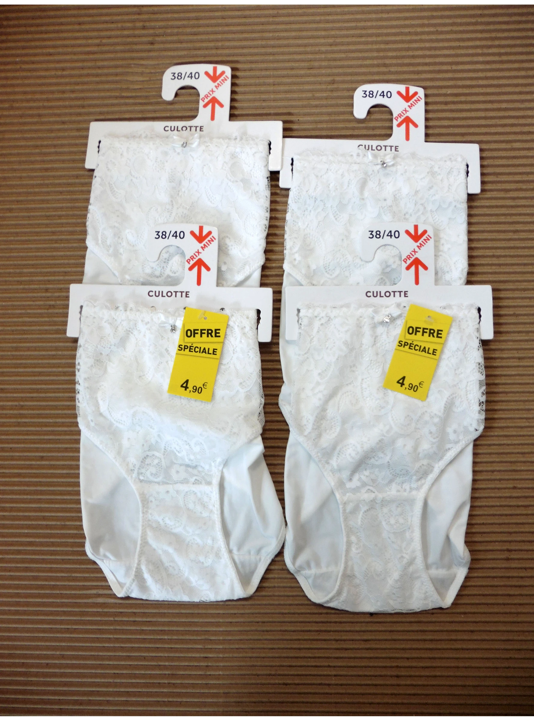 Lot de 4 culottes hautes blanches 38/40